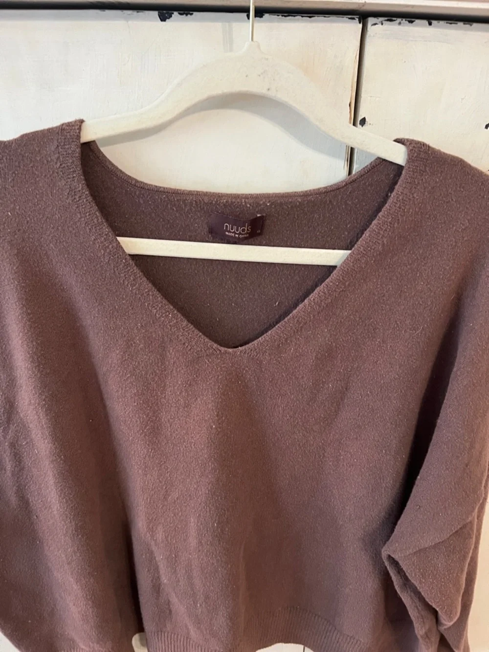 Nuuds Brown V-Neck Sweater XL Oversized Soft Knit Casual - Picture 10 of 14